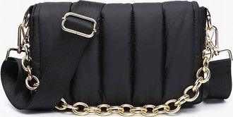 Jen & Co. Womens Lala Quilted Chain Crossbody Purse In Black