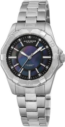 Akribos XXIV Quartz Crystal Black Dial Ladies Watch AK1006SSB