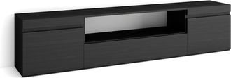 Skraut Home Skraut Home - Mueble Tv, Televisi&oacute;n, Muebles De Sal&oacute;n, Almacenaje, 200x45x35cm, Para Tv Hasta 80, Con Almacenamiento, Estilo Moderno, Negro