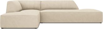 MICADONI Sofá esquinero izquierdo 4 plazas de pana beige claro