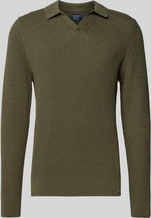 Mc Neal Strickpullover mit gerippten Abschlüssen in Khaki, Größe XXXL