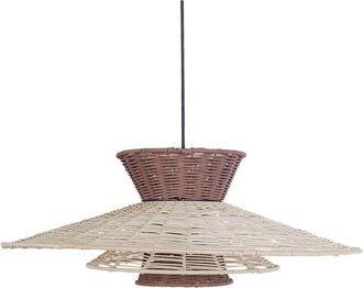 Beliani Lámpara colgante de ratán de inspiración boho marrón y beige Kabompo