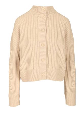 Max Mara Wool And Cashmere Cardigan Knitwear Beige-Donna