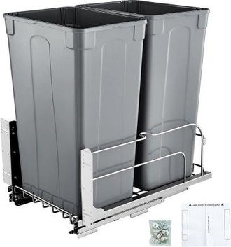 OEM Cubo De Basura Extra&iacute;ble Doble 2 X 43,4 L, Para Cocina, Montaje Bajo Encimera, Con Puerta Corredera Y Cierre Suave, Para Armario De Cocina, Fregadero 