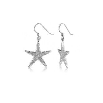 Gold & Honey Womens Starfish Dangle Earrings In Silver