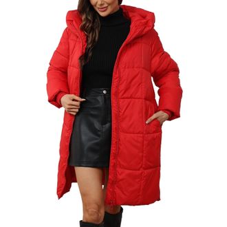 Generic Uwdiohq Warm Winter Coats for Women UK Medium Length Padded Down Jacket Ladies Lightweight Windproof Quilted Puffer Coat Outdoor Hiking Parka Jackets 