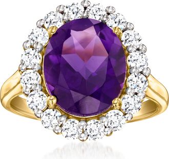 Ross-Simons Amethyst Ring With Lab-Grown Diamonds in 18kt Gold Over Sterling