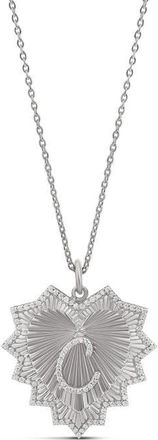 SHYMI Starburst Pav&eacute; Inital Pendant Necklace in Silver at Nordstrom