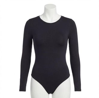 Spanx Scoop Neck Long Sleeve Bodysuit In Black