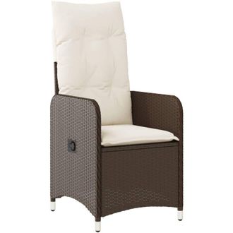 vidaXL Sill&oacute;n Reclinable De Jard&iacute;n Con Cojines Rat&aacute;n Sint&eacute;tico Marr&oacute;n Vidaxl