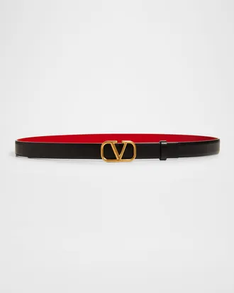 Valentino Garavani VLogo Leather Belt, 20mm