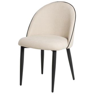 Koketto Home Elegante silla tapizada beige con patas de metal negro