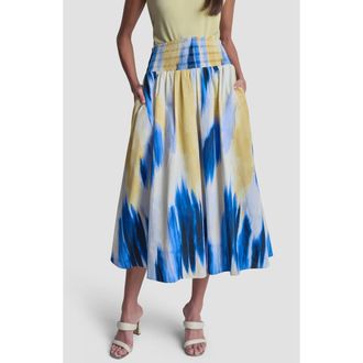 DKNY Abstract Print Poplin Midi Skirt in Sunlit Shoreline at Nordstrom, Size X-Large