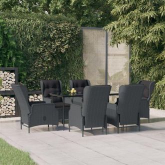 vidaXL Set De Comedor Para Jard&iacute;n 7 Piezas Rat&aacute;n Sint&eacute;tico Gris Oscuro Vidaxl