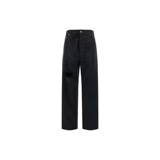 Golden Goose Straight Trousers, female, Black, W26, Cotton Kim Trousers with Frayed Detail