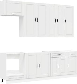 vidaXL Unidad De Cocina Porto 8 Uds. Blanco Brillante Vidaxl