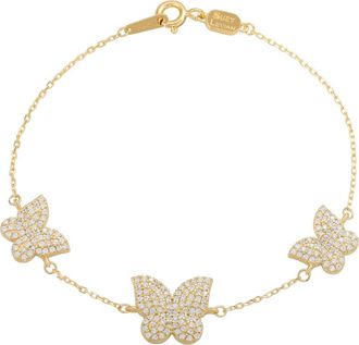 Suzy Levian Cubic Zirconia Butterfly Bracelet in Gold at Nordstrom Rack