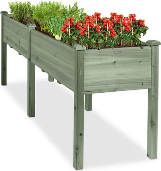 Best Choice Products 72x23x30in Raised Garden Bed, Elevated Wood Planter Box for Patio w/ Divider Panel