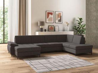 Domo Collection Wohnlandschaft »Capelo, komfortabel, klare Linien zeichnen dieses Design aus, U-Form« mit Armteilverstellung, wahlweise mit Bettfunktion, Federkern