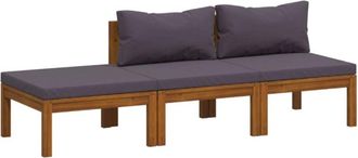 vidaXL Muebles De Jard&iacute;n 3 Pzas Cojines Madera Maciza De Acacia Vidaxl