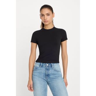 Good American Womens Super Stretch Baby T-Shirt | Black, Size Medium | Good American by Khlo&Egrave; Kardashian