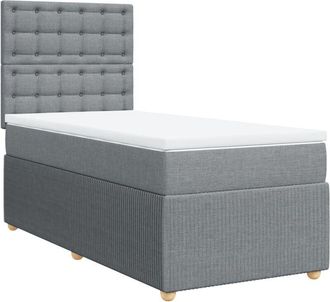 vidaXL Cama Box Spring Con Colch&oacute;n Tela Gris Claro 90x200 Cm Vidaxl