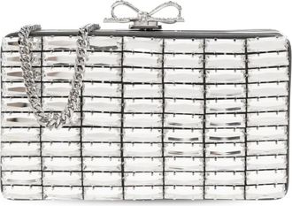 Self Portrait Clutches, female, Gray, Size: ONE SIZE Clutch Bag with Shimmering Crystals