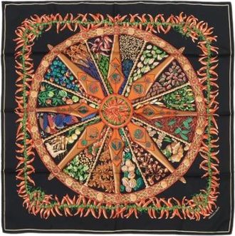 Herm&egrave;s Pre-owned Scarves, female, Black, Size: ONE SIZE Pre-owned Carre 90 Silk Scarf
