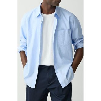 Theory Weekend Solid Cotton Button-Up Shirt in Clear Sky at Nordstrom Rack, Size Large