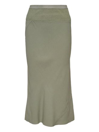 Rick Owens ribbed-waistband midi skirt - women - Nylon/Spandex/Elastane - 42 - Green
