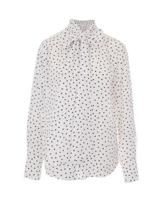 P.A.R.O.S.H. Cream Bow Neck Silk Shirt