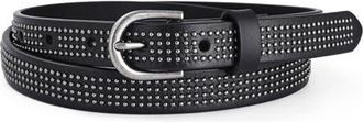 OLD TREND Stud Genuine Leather Slim Studded Everyday Belt in Black at Nordstrom, Size Medium