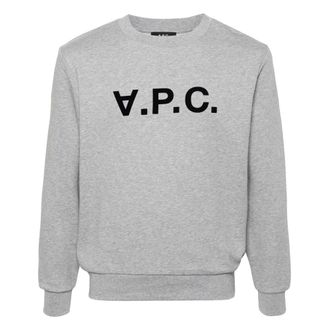 A.P.C. Sweatshirts, male, Gray, Size: XL Flocked Logo Sweatshirt Standar