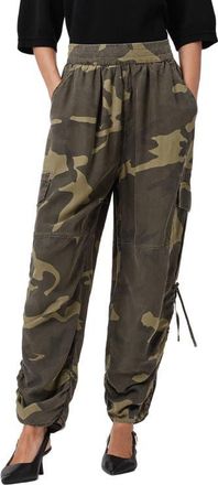 AllSaints Kaye Camo Ruched Cargo Pants in Camo Green at Nordstrom, Size X-Small