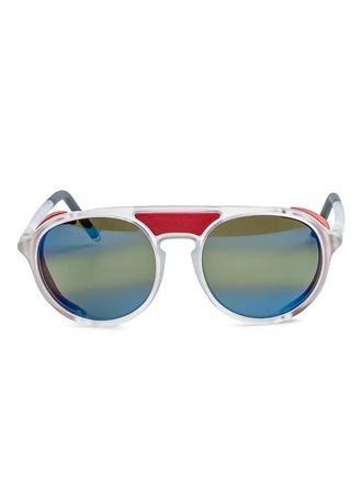 Vuarnet side-shield round sunglasses - men - Acetate - 54 - White
