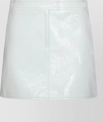 Courr&egrave;ges midi skirt knee length shiny buttons