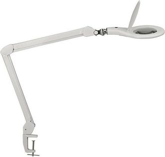 Maul L&aacute;mpara De Lupa Led Lente De Vidrio 127 Mm (5 Pulgadas) Abrazadera De Mesa Blanco