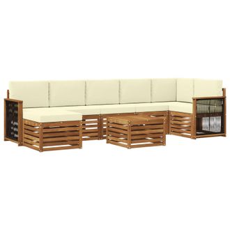 vidaXL Conjunto De Sof&aacute;s De Exterior Con Coj&iacute;n 7 Pcs Natural Y Crema Vidaxl