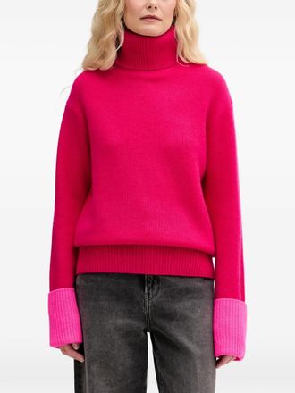From Future roll-neck contrast-cuff sweater - women - Cashmere - L - Pink