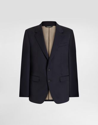 Dolce & Gabbana Taormina Single-breasted Jacket In Technical Wool - Man Suits And Blazers Blue 48
