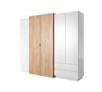 AKL FURNITURE Armario efecto madera Blanco y Crema
