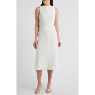 Elie Tahari The Alana 3D Flower Sleeveless Maxi Dress in Sky White at Nordstrom, Size X-Small