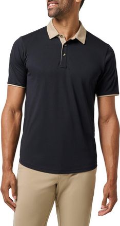 Travis Mathew All Day Social Club Contrast Collar Cotton Blend Polo Shirt in Black at Nordstrom, Size Xx-Large
