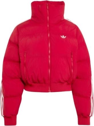 adidas Adicolor Korte Puffer Jas - Dames - Outdoorjassen - Rood - S - Polyester - Fitness