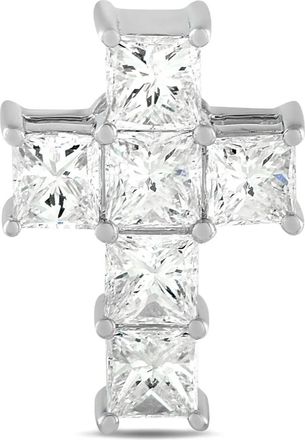 Luxury Bazaar Pendente a croce in oro bianco 18 carati con diamanti - Argento