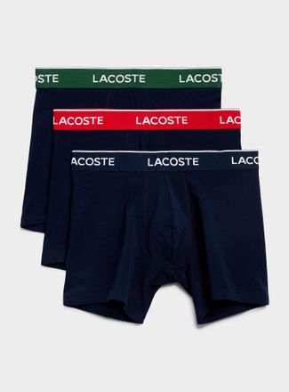 Lacoste Mens 5 white-logo comfort boxer briefs Cotton Stretch 3-pack