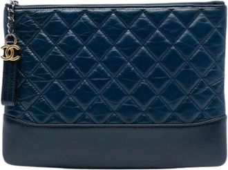 Chanel Pre-owned Clutches, female, Blue, Size: ONE SIZE Pre-owned Vintage Leather Clutch