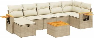 vidaXL Juego De Sof&aacute;s De Jard&iacute;n Con Cojines Beige 8 Pzas Rat&aacute;n Pe Vidaxl