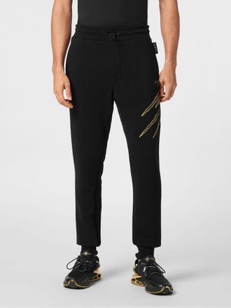 Plein Sport Jersey Jogging Trousers with Drawstring Waist and Printed Logo