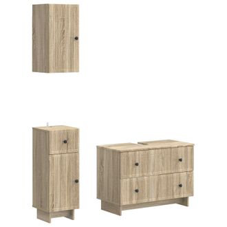 vidaXL Juego De Armarios De Ba&ntilde;o De 3 Piezas Ede Roble Sonoma Vidaxl
